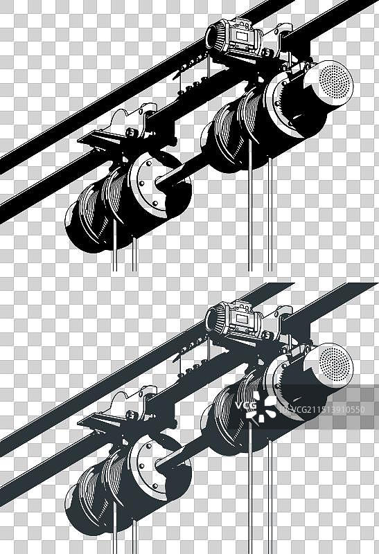 用于安装摇篮的升降机和绞车图片素材
