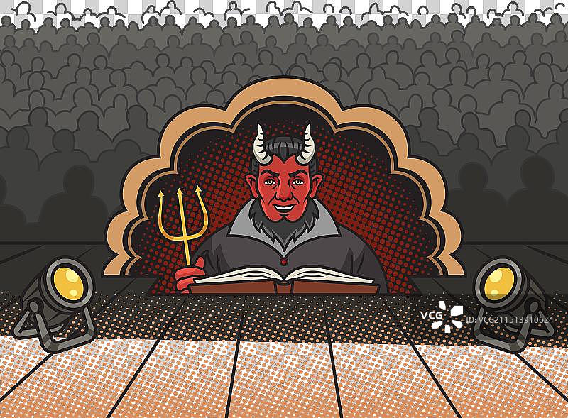 手绘的提示员展位中的恶魔图片素材