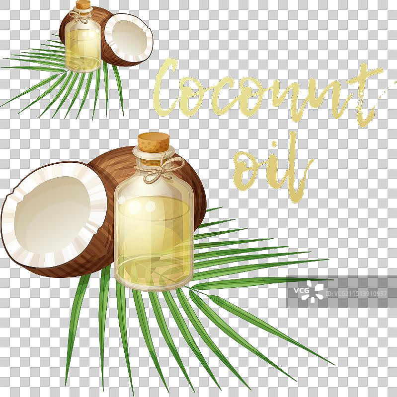 白色背景上的椰子油图标图片素材