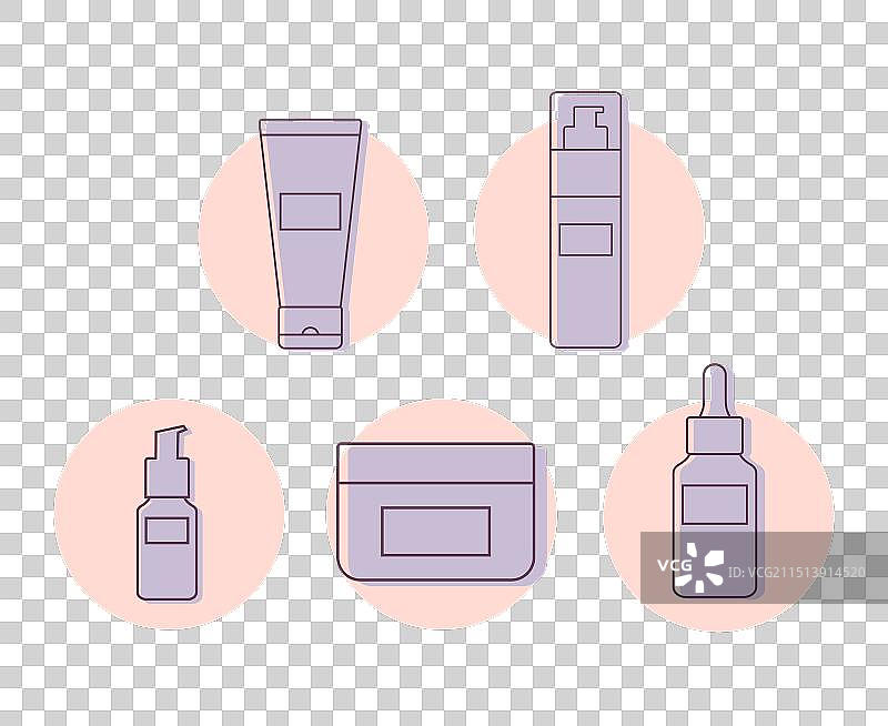 化妆品软管图标轮廓抽象套装图片素材