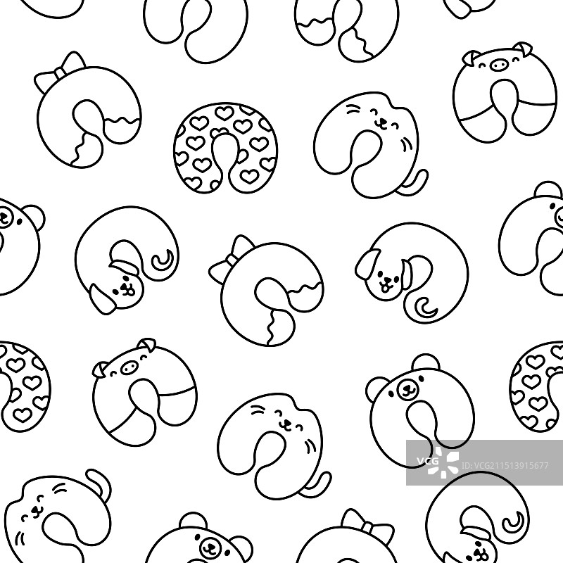 旅行护颈枕填色页图片素材