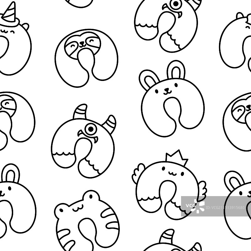 旅行护颈枕填色页图片素材