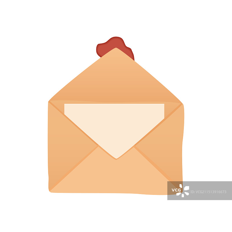 复古展开的纸质羊皮信封和信件图片素材