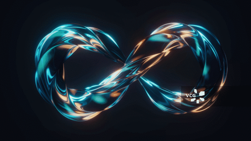 霓虹玻璃曲线莫比乌斯环三维渲染图片素材