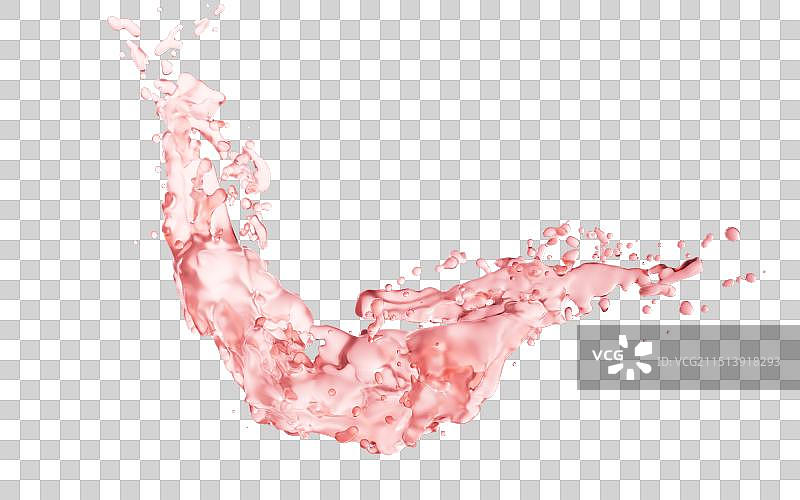 流动飞溅的透明液体水花三维渲染图片素材