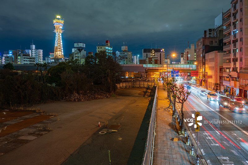 日本大阪府大阪市浪速区新世界商业街通天塔图片素材