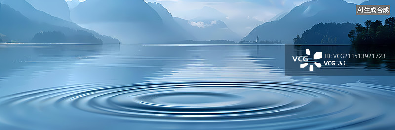 【AI数字艺术】山泉水滴落的波纹图片素材