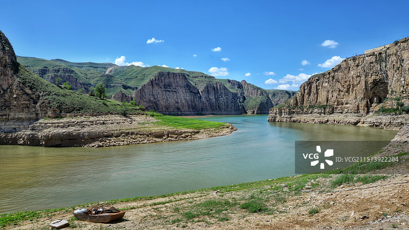 内蒙古的黄河老牛湾， 黄河与长城握手之地， 24.08.07日摄于内蒙古清水县。图片素材