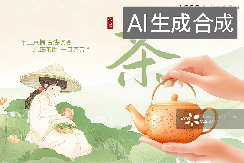 【AI数字艺术】传统国风茶叶奶茶饮品广告图片素材