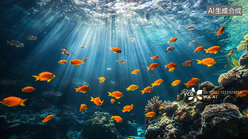 【AI数字艺术】海底世界，多彩的热带鱼图片素材
