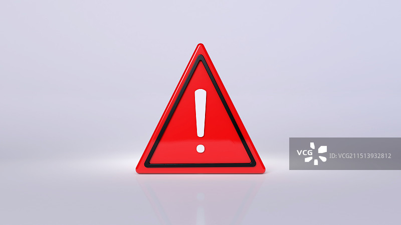 三维渲染的三角形感叹号危险标识牌图片素材