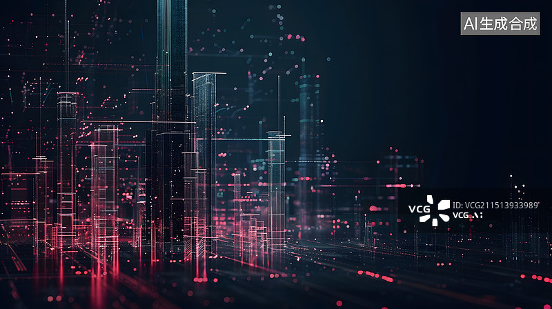 【AI数字艺术】数字数据流插画图片素材