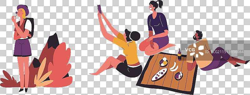 户外野餐和徒步旅行图片素材