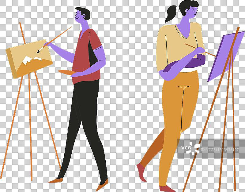 画架上的艺术家绘画图片素材