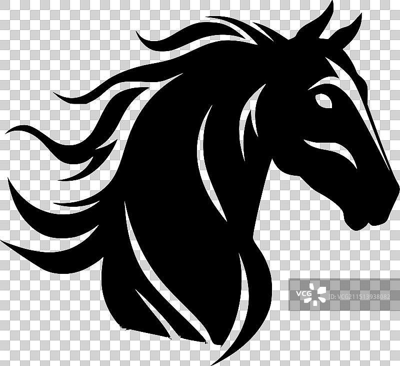 黑白马匹隔离图标图片素材