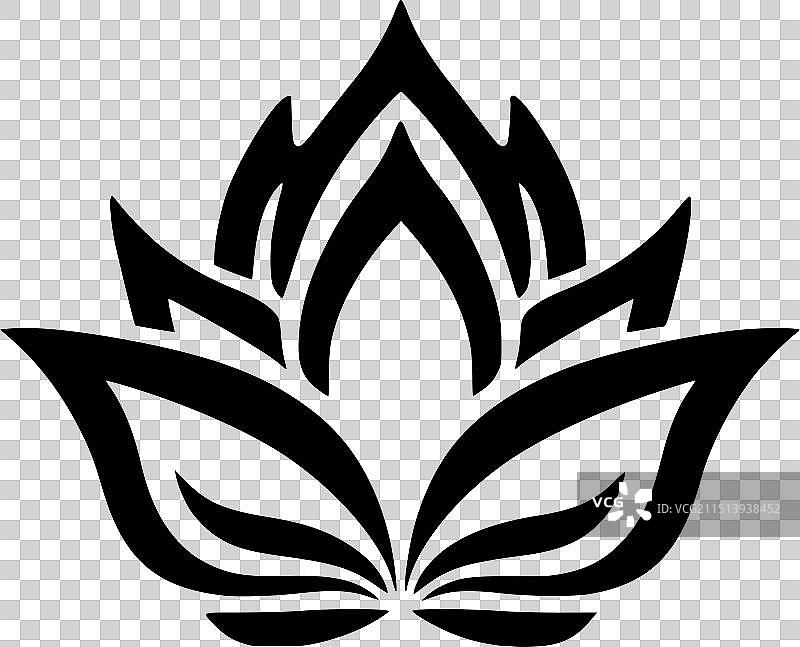 黑白莲花独立图标图片素材