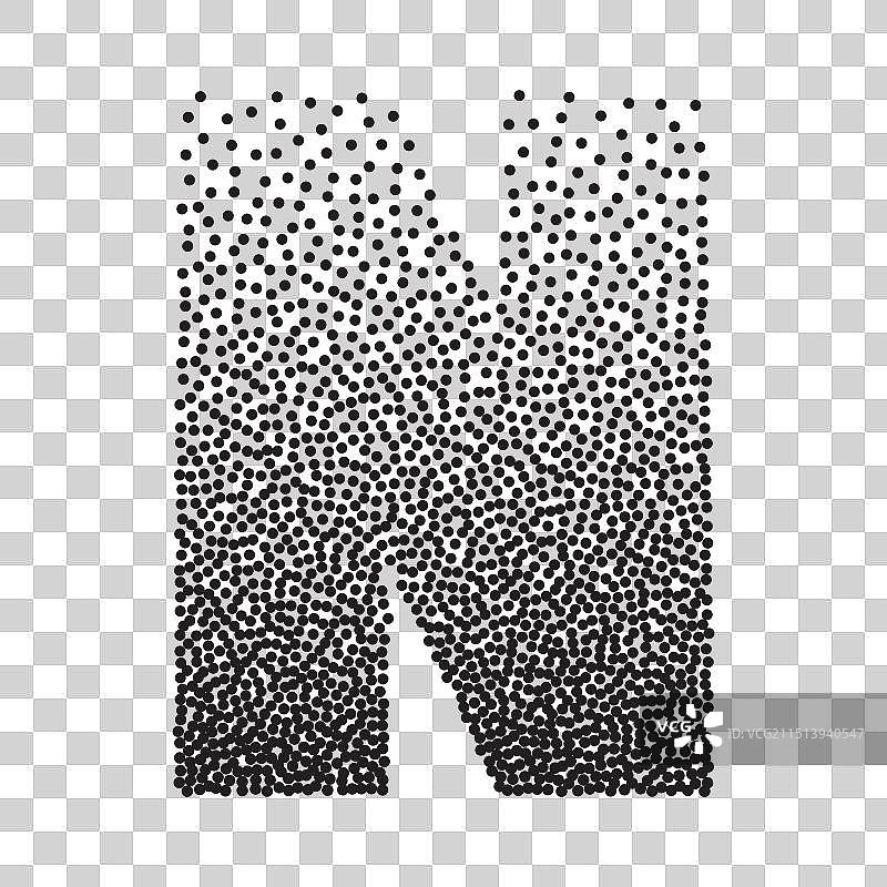 半色调渐变颗粒字母N点画图片素材