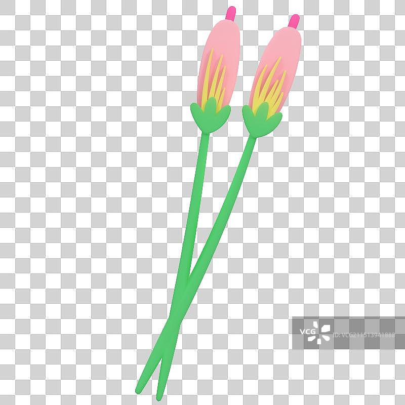 D立体秋季清新卡通植物装饰素材花朵落叶图片素材