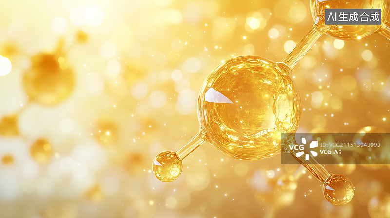 【AI数字艺术】金色分子原子背景图片素材