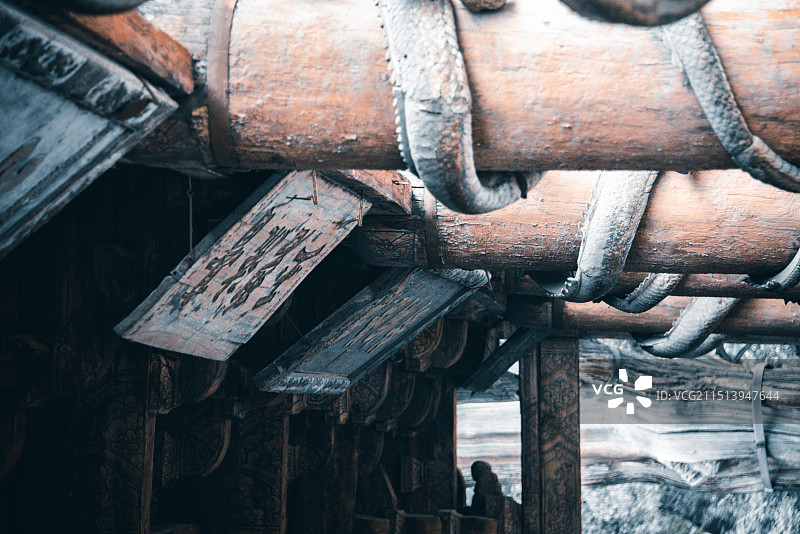 山西太原晋祠圣母殿内的房梁图片素材
