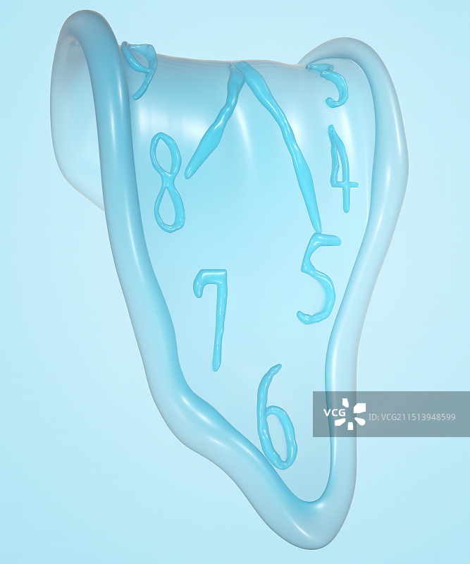 瘫软的透明质感的达利钟在渐变背景图片素材