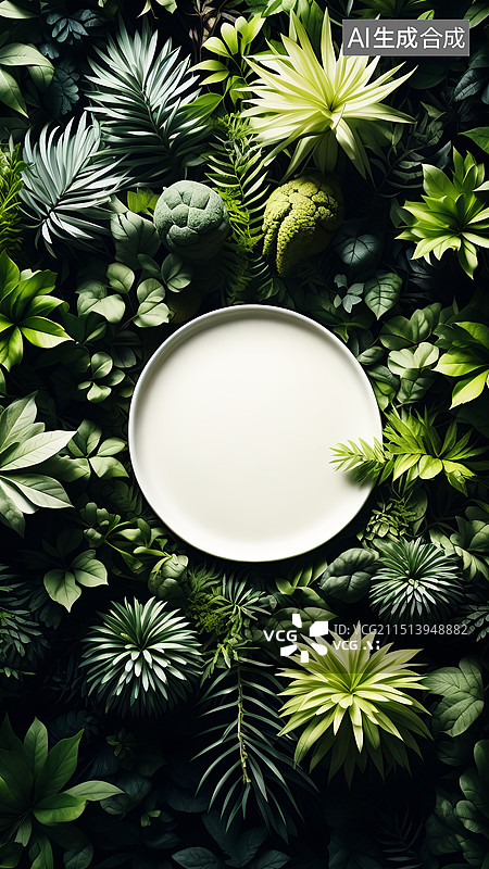 【AI数字艺术】空白盘子植物自然背景素材图图片素材