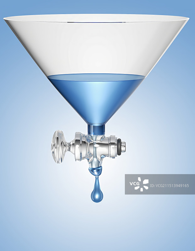 白色玻璃漏斗里有液体滴落图片素材