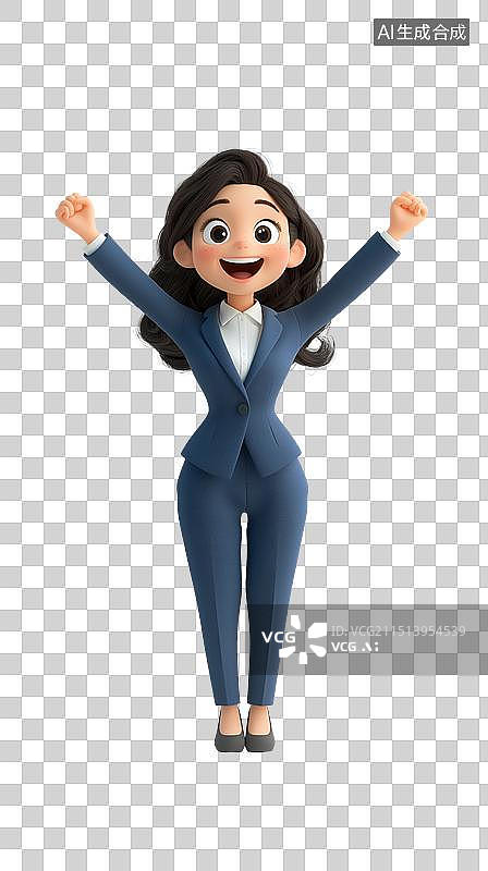 【AI数字艺术】免抠三维庆祝西装美女图片素材