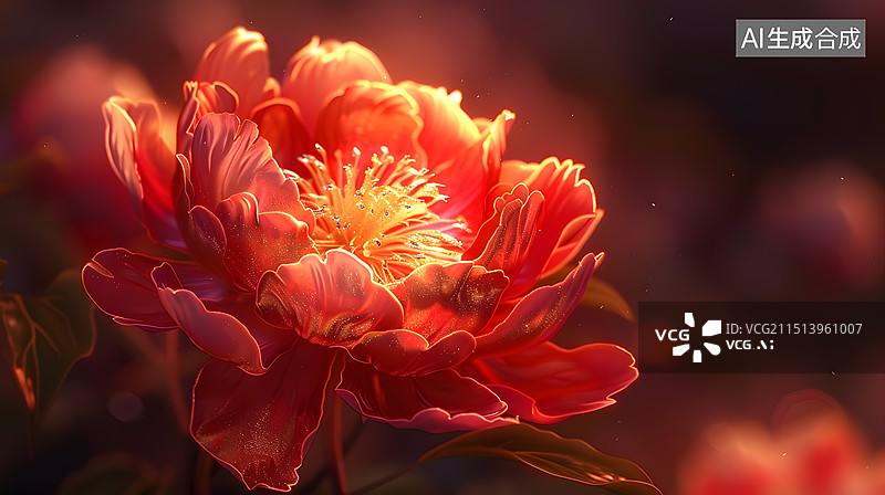 【AI数字艺术】红色鲜花牡丹芍药图片素材