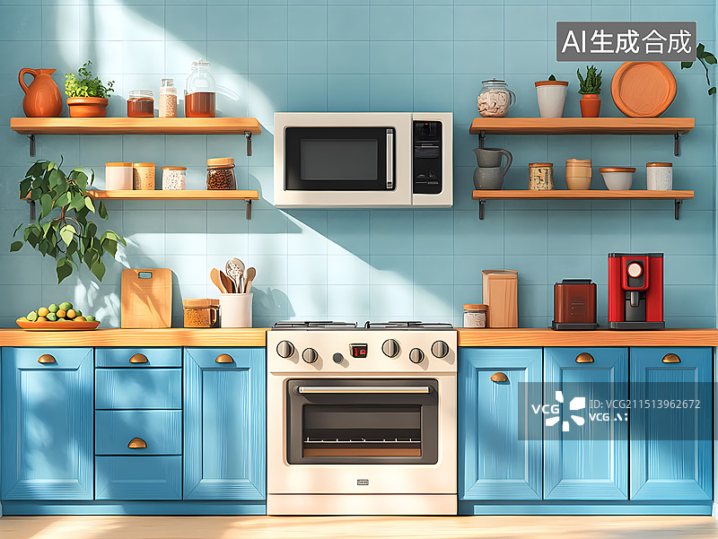 【AI数字艺术】厨房洗衣房空间插画图片素材
