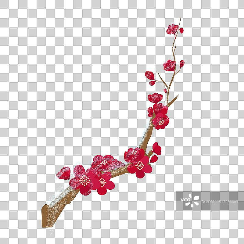 手绘扁平风冬天梅花树矢量免抠元素图片素材