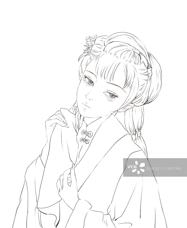 黛玉线稿图片素材