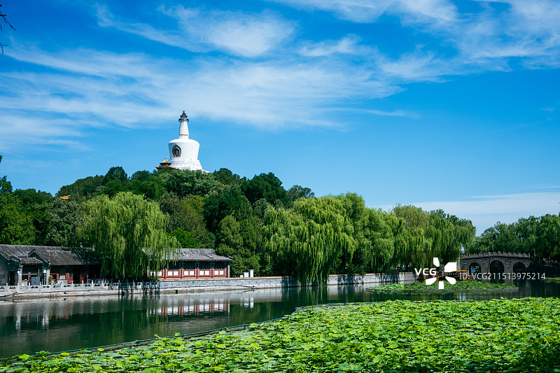 蓝天白云下的北海公园图片素材