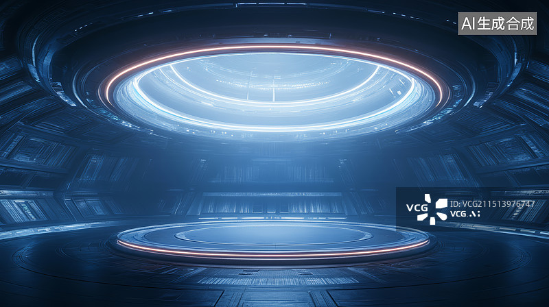 【AI数字艺术】科技感人造空间产品展台背景图片素材