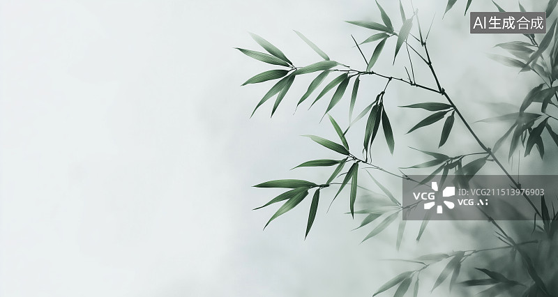 【AI数字艺术】清新绿意：竹林简约背景中的生机盎然图片素材