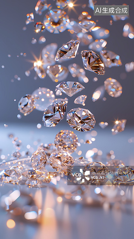 【AI数字艺术】数码明亮柔和钻石抽象图形海报背景图片素材