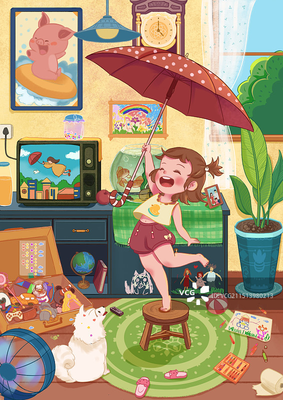 怀旧风儿童插画图片素材