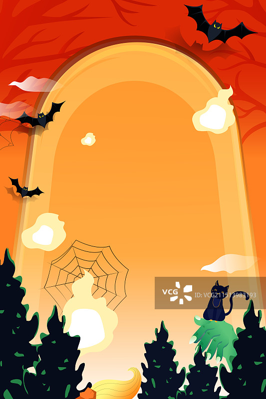 卡通万圣节派对庆祝西方节日娱乐休闲活动购物电商促销朋友聚会怪物女巫捣蛋鬼怪角色扮演渐变背景矢量插画图片素材