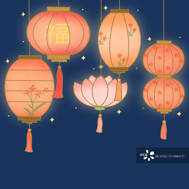 灯笼插画图片素材