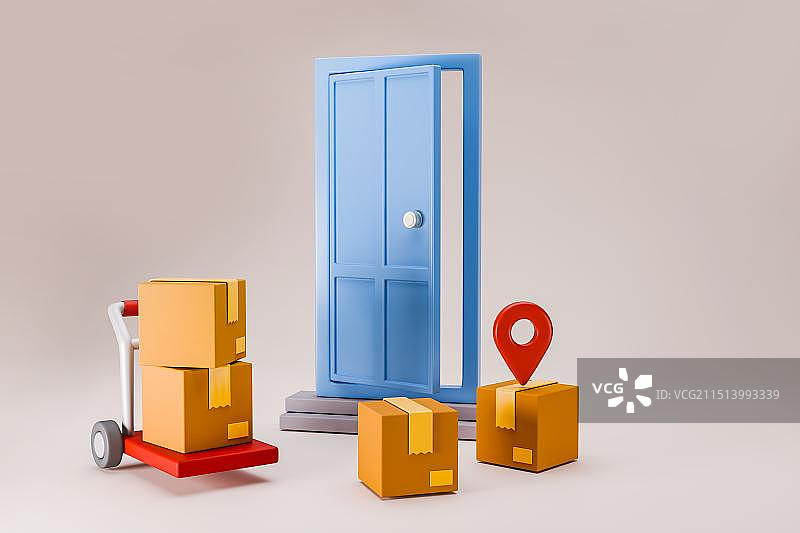 3D立体元素物流快递运输全球贸易图片素材