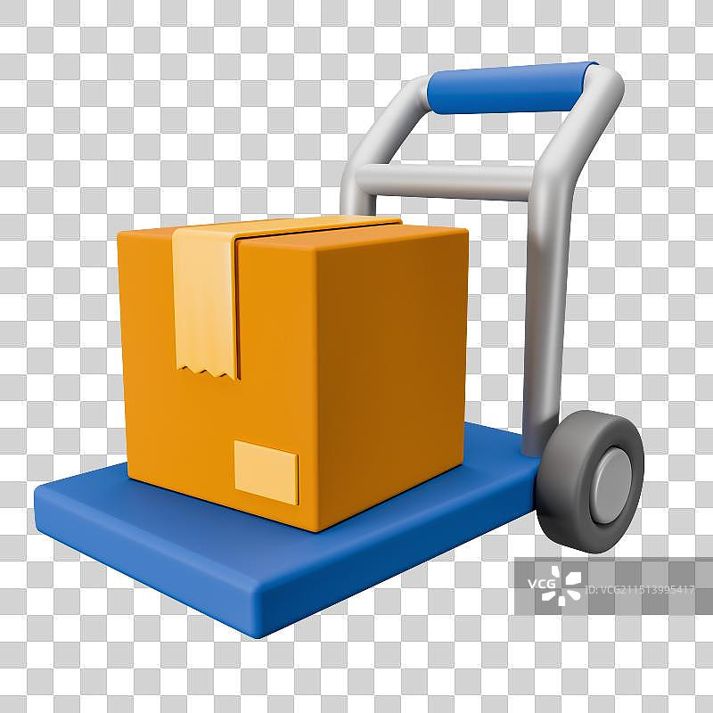 3D立体元素物流快递运输全球贸易拖车叉车图片素材