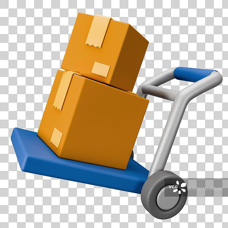 3D立体元素物流快递运输全球贸易拖车叉车图片素材