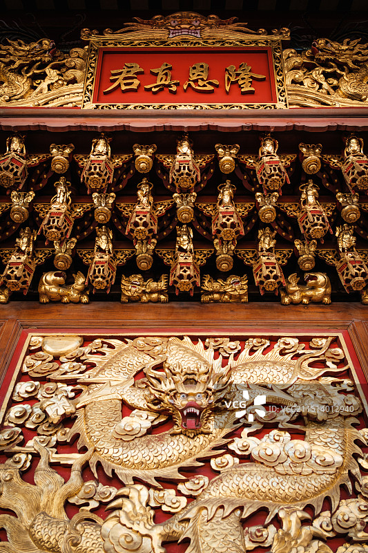 泉州元妙观技艺精湛的金木雕刻艺术图片素材