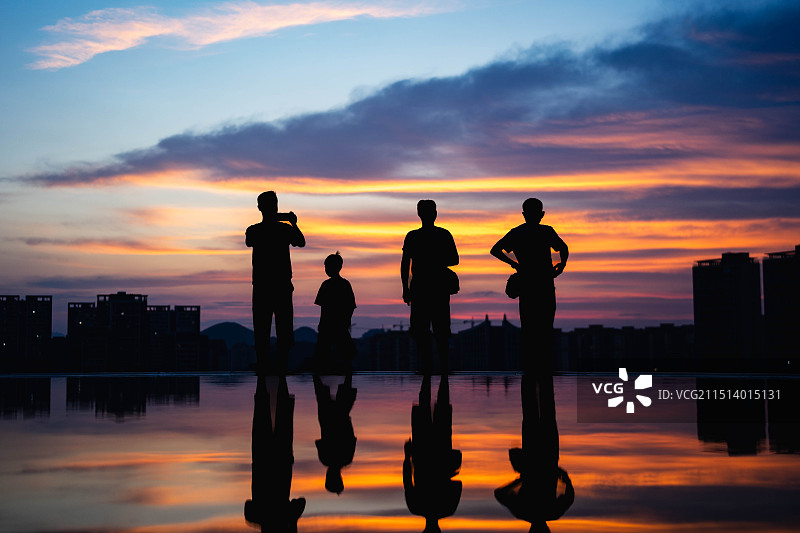 夕阳剪影图片素材
