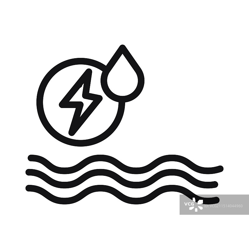 水电能源图标黑色线条艺术标志图片素材