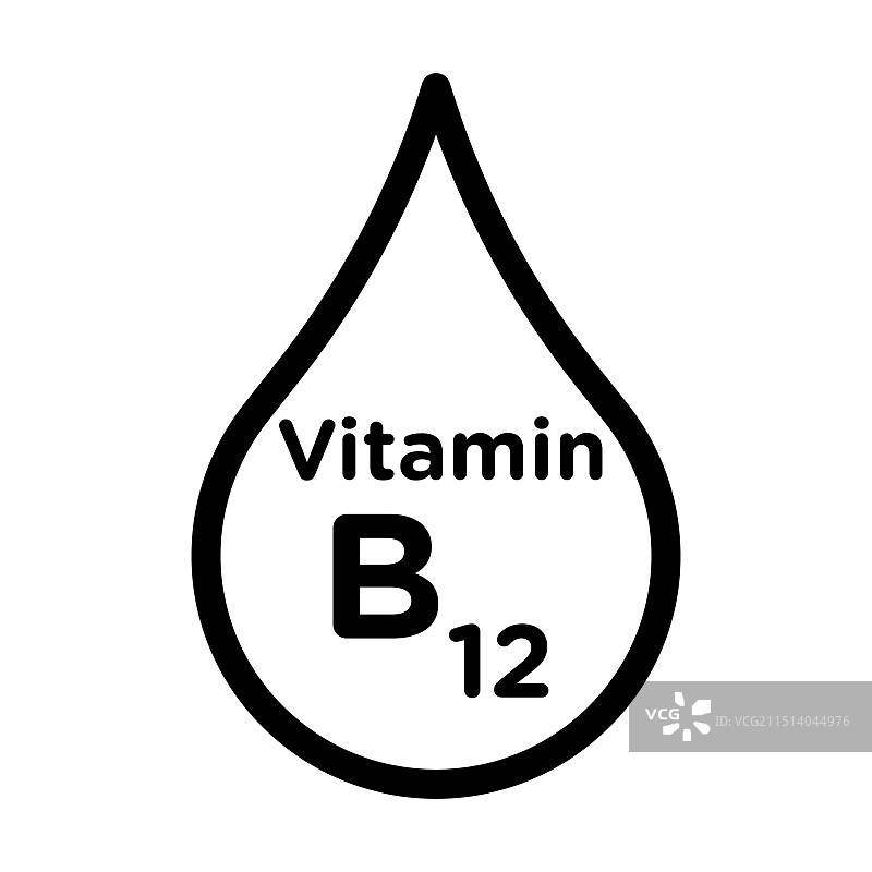 维生素B12滴剂图标黑色线条艺术标志图片素材