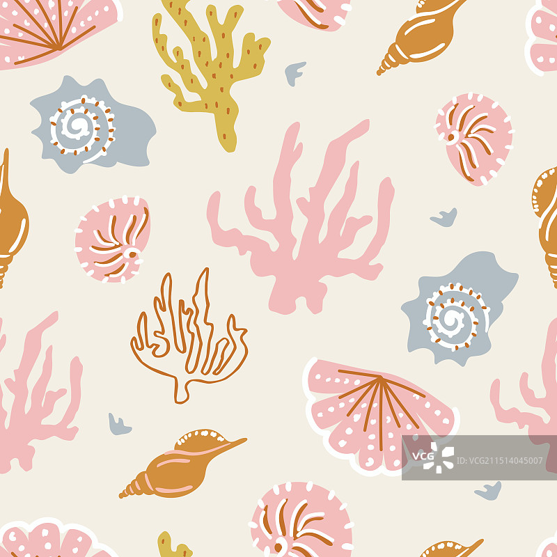 海洋水下世界贝壳无缝图案图片素材