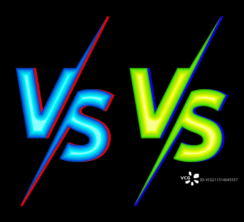 黑色背景上的彩色比赛VS图片素材