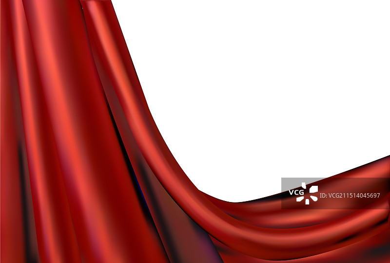红色丝绸缎面褶皱窗帘背景图片素材