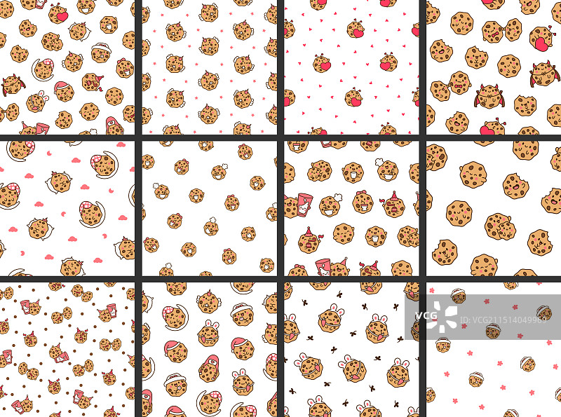 可爱卡通饼干无缝图案图片素材